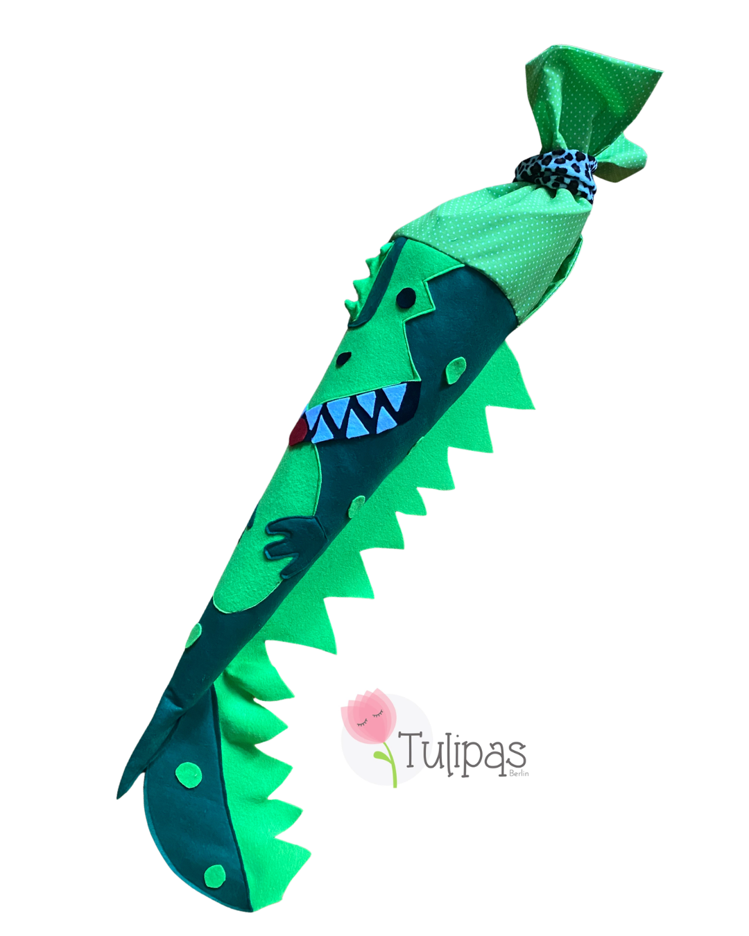 Dino-Schultüte „Drago" – Handgefertigt aus Filz & Baumwolle, 70 cm Tulipas Berlin
