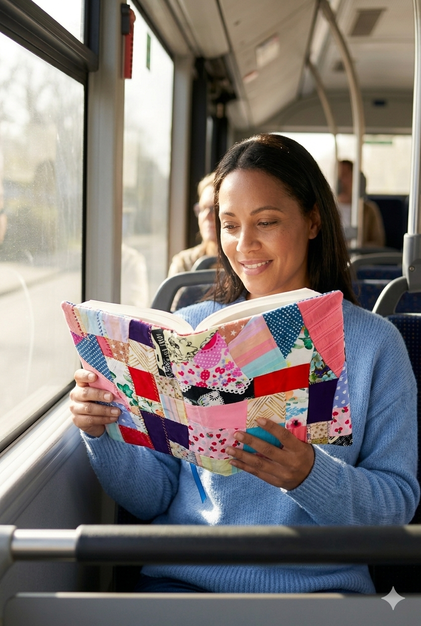 Handgefertigte Buchhülle Stoff, Buchschoner mit Katzen Motiv oder Patchwork Design, Einzigartiges Geschenk für Leseratten und Buchliebhaber, Buchaccessoires Handmade Tulipas handmade
