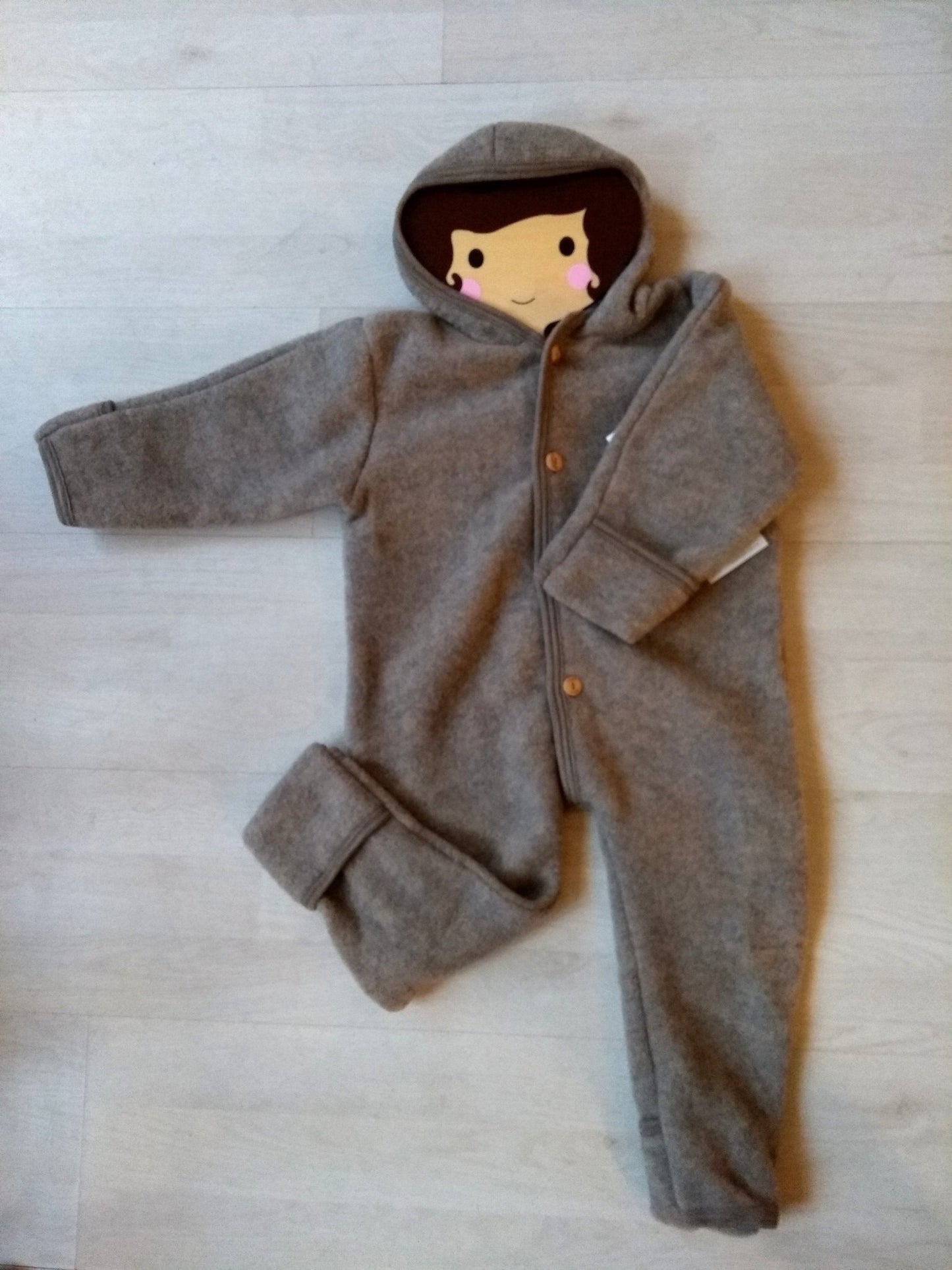 Engel Natur Overall-Wollfleece mit Kapuze Safran Waldnuss Engels