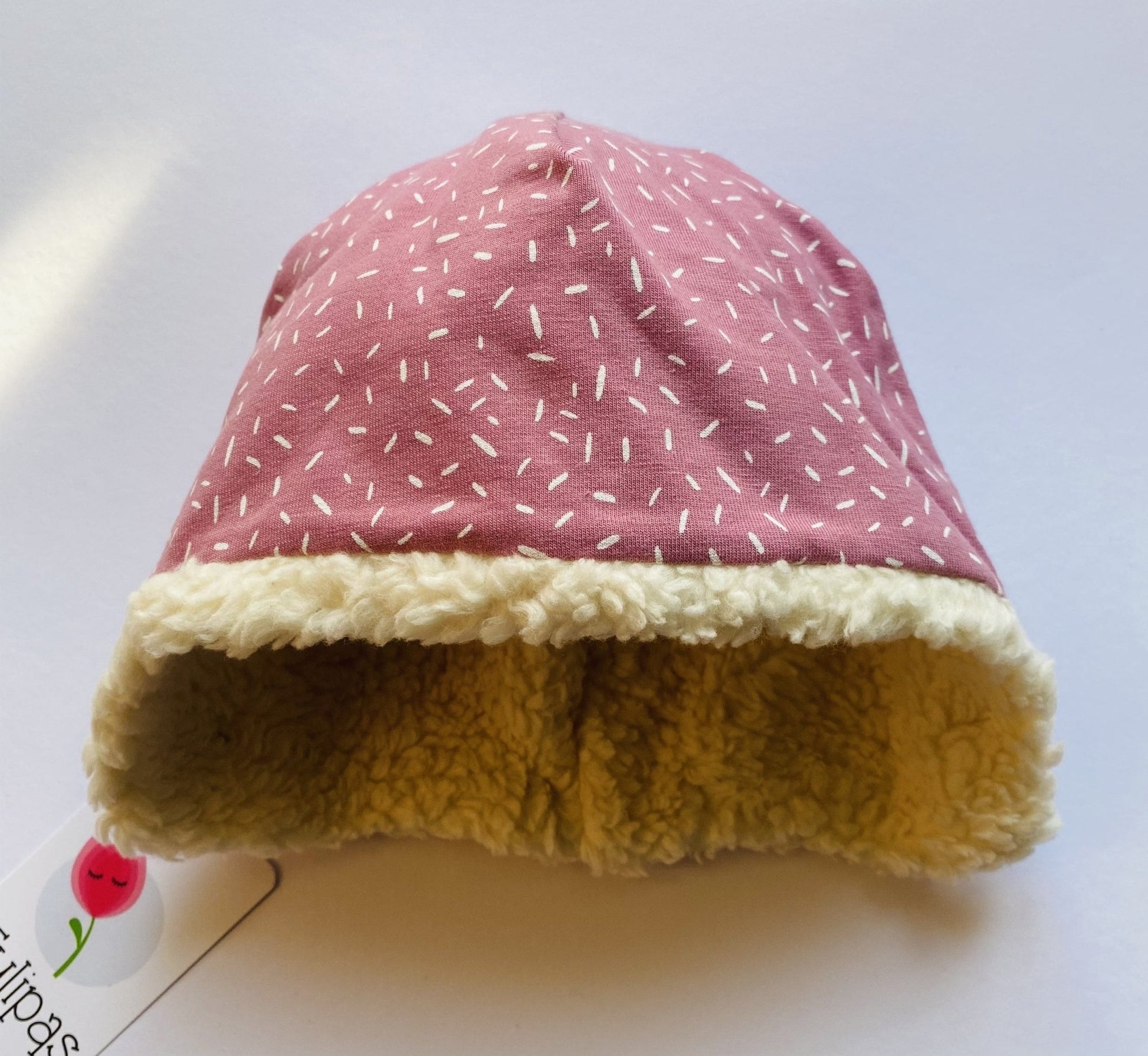 Warmer Baumwoll-Plüsch Babymütze Rosa-Konfetti Tulipas Berlin