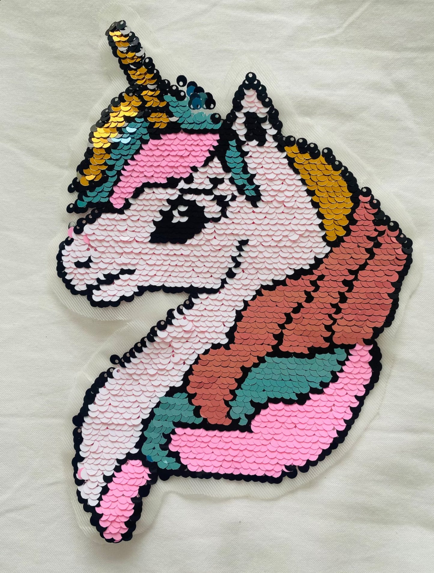 XL Applikation Patch Einhorn Pferd Applikation/Pailletten Aufnäher Tulipas Berlin
