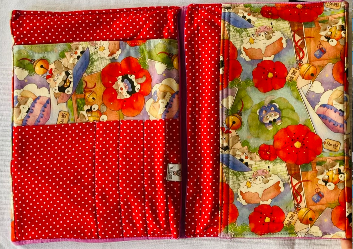 Buch-Organizer XL „Glückskatzen“ – für Bücher und alles, was du zum Lesen brauchst Tulipas handmade