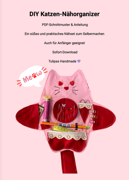 Katzen Nähetui Schnittmuster PDF – Anfänger-Anleitung Schritt für Schritt – DIY Nadelbuch & Reisenähset, sofort downloaden Tulipas Berlin