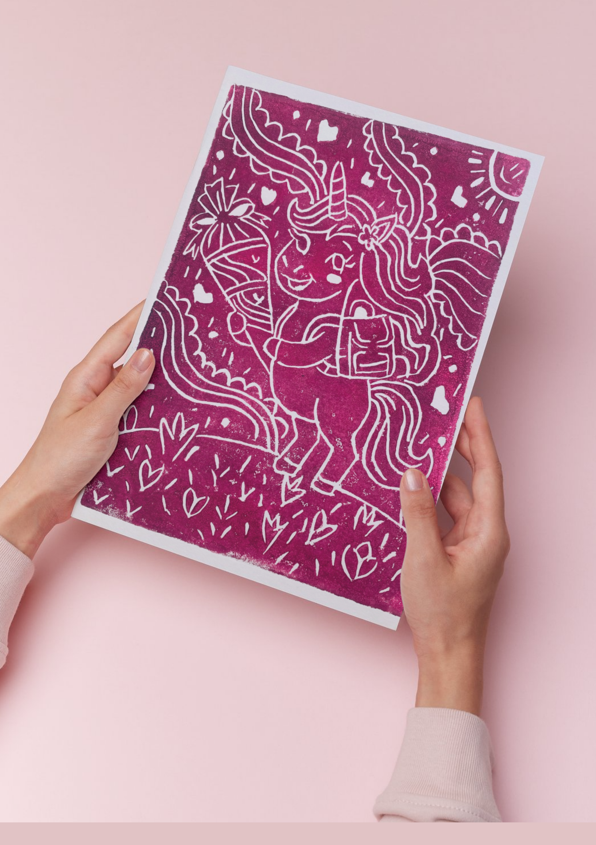 Handgedruckte Postkarte zur Einschulung – Linoldruck – Schulanfang Geschenk für Mädchen und Jungen– Schultüte Motiv – Individuelle Grußkarte Tulipas Berlin