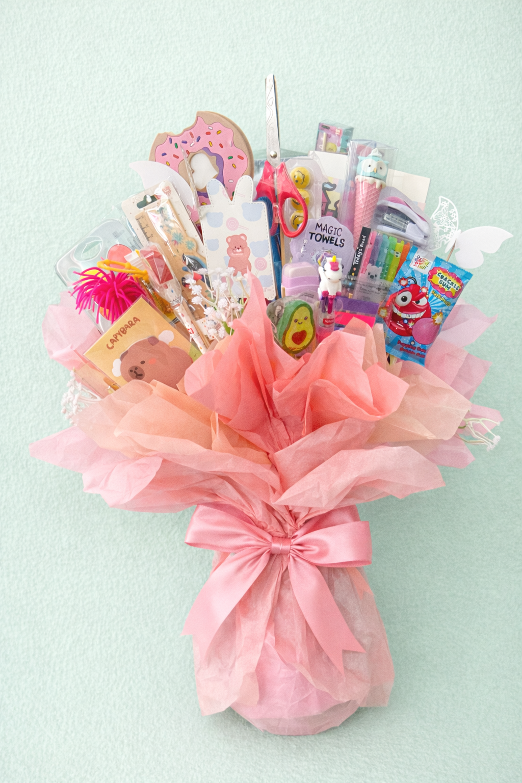 Einschulungsbouquet – Moderner Einschulungsstrauß aus Schulutensilien | Handgemacht Tulipas handmade