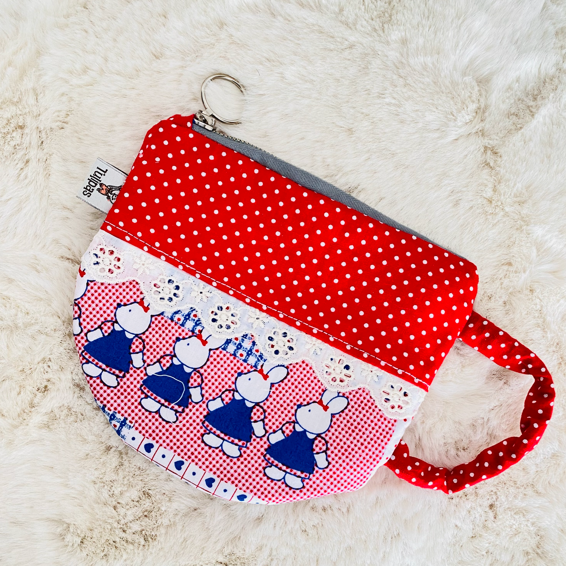 Handgemachtes Portemonnaie Damen – Münzbeutel & kleine Kosmetiktasche „Vintage Tasse“ Tulipas handmade