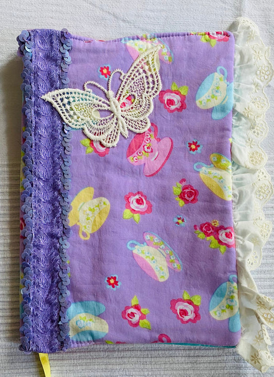 Buchhülle "Teatime"aus Stoff für Bücher & Notizbücher Tulipas handmade