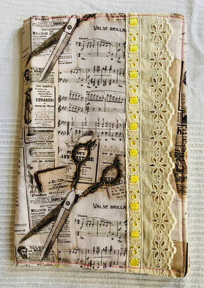 Buchhülle "Musiknoten"aus Stoff für Bücher & Notizbücher (Kopie) Tulipas handmade