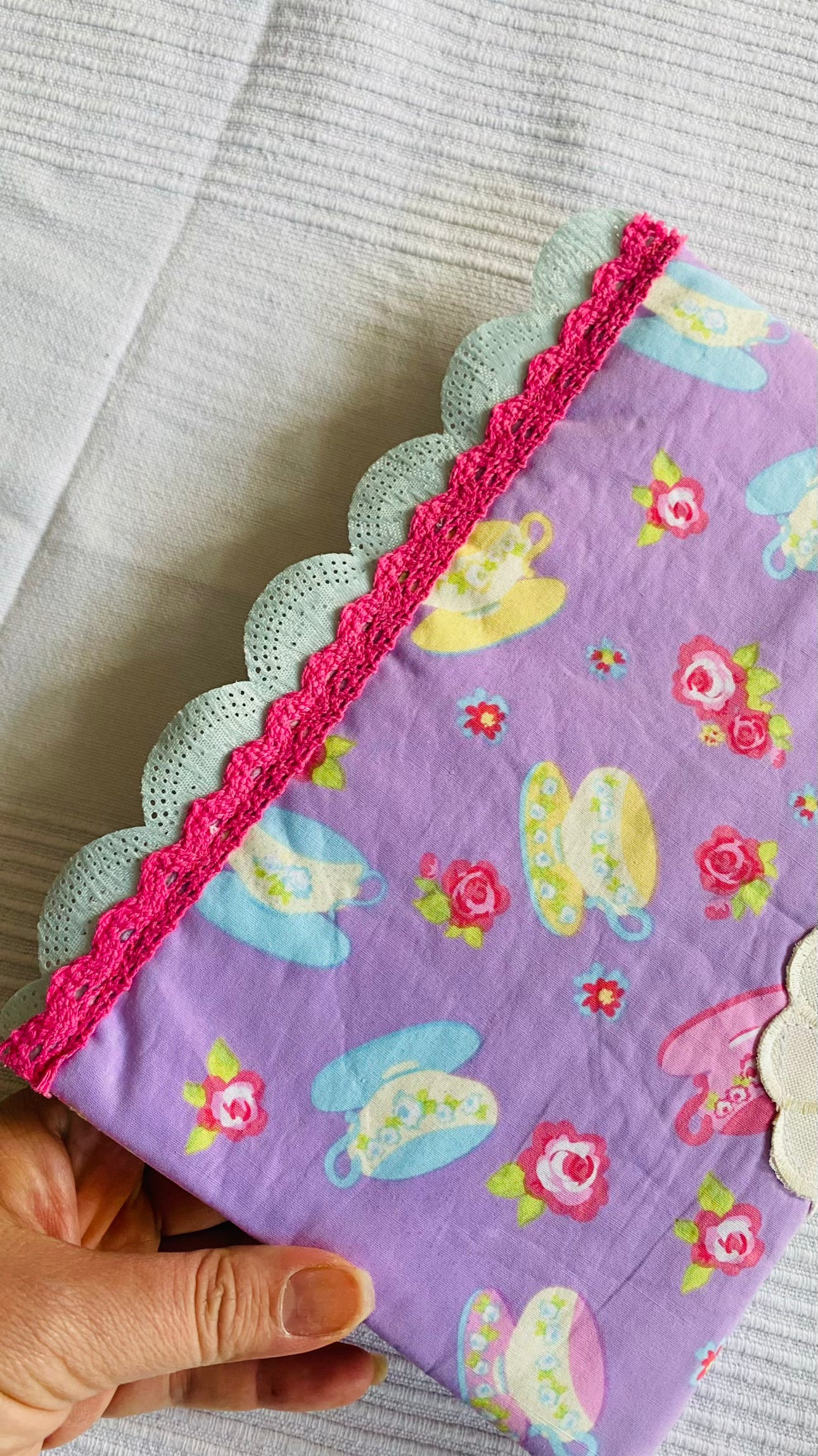 Buchhülle "Teatime"aus Stoff für Bücher & Notizbücher Tulipas handmade