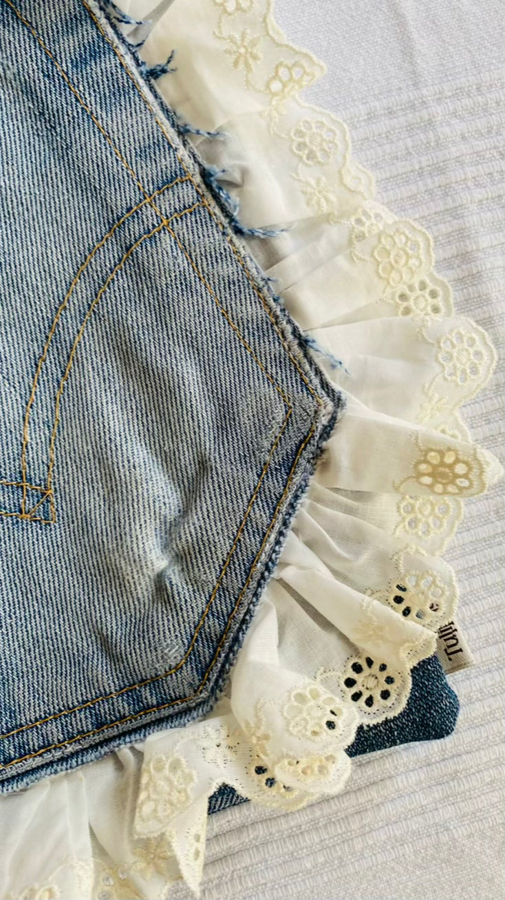 Buchhülle "Recycled"aus Jeans Stoff für Bücher & Notizbücher Tulipas handmade