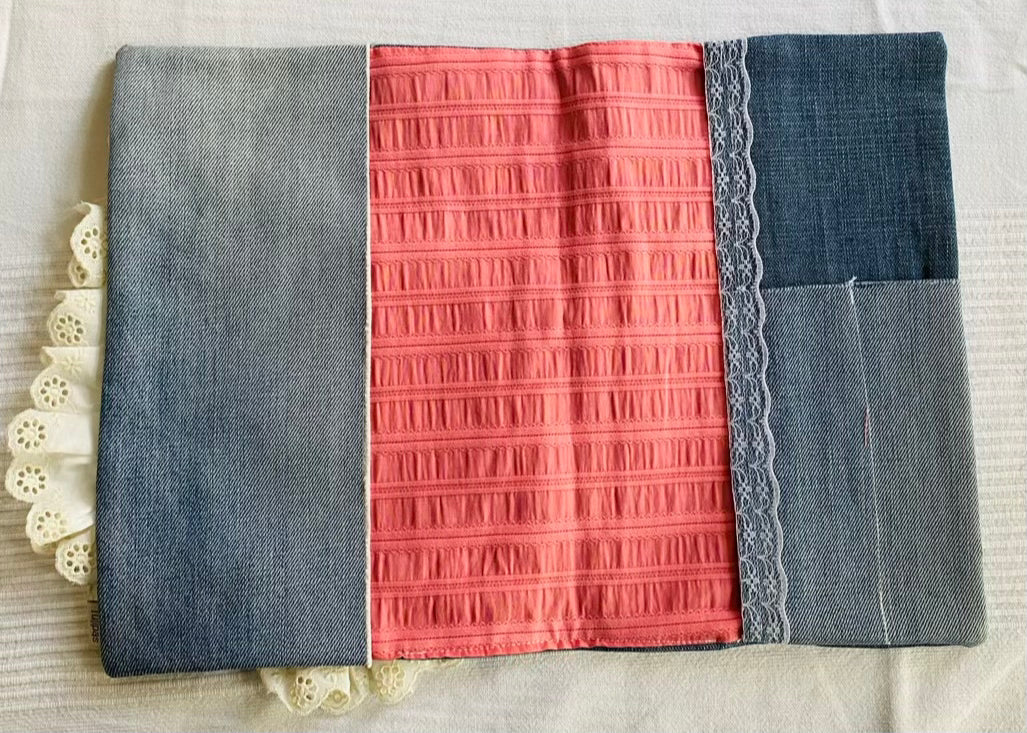 Buchhülle "Recycled"aus Jeans Stoff für Bücher & Notizbücher Tulipas handmade