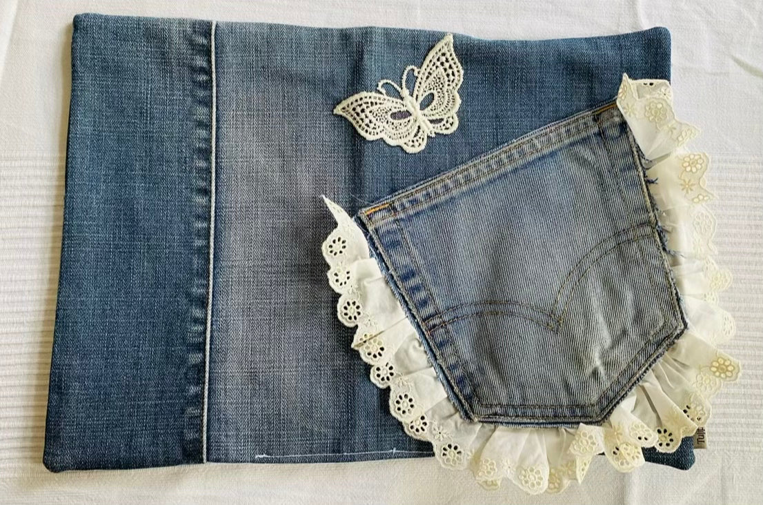 Buchhülle "Recycled"aus Jeans Stoff für Bücher & Notizbücher Tulipas handmade