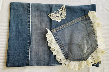 Buchhülle "Recycled"aus Jeans Stoff für Bücher & Notizbücher Tulipas handmade