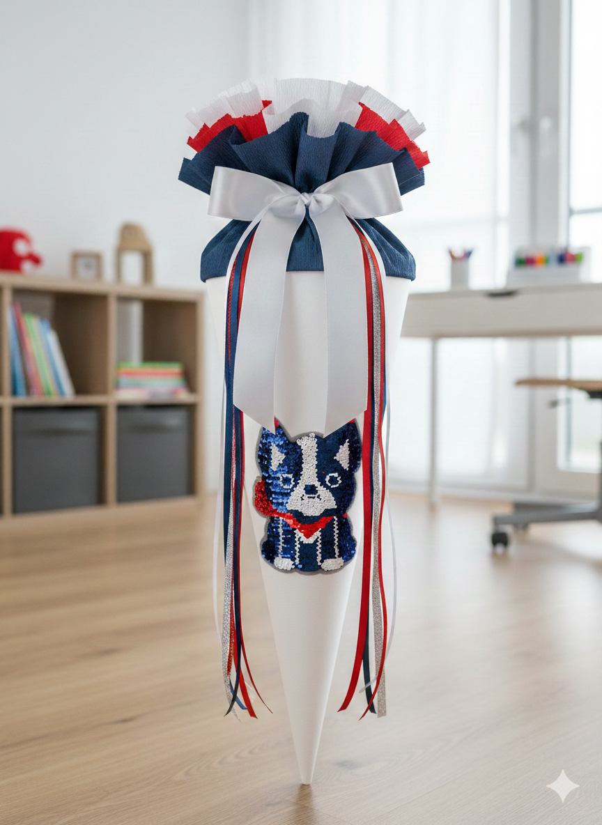 XL Pailletten Aufnäher Mops – Süßer Hund Patch in Pink & Weiß – Funkelnde Applikation für Jeansjacken, Schultüten und DIY – 22 x 20 cm Tulipas Berlin