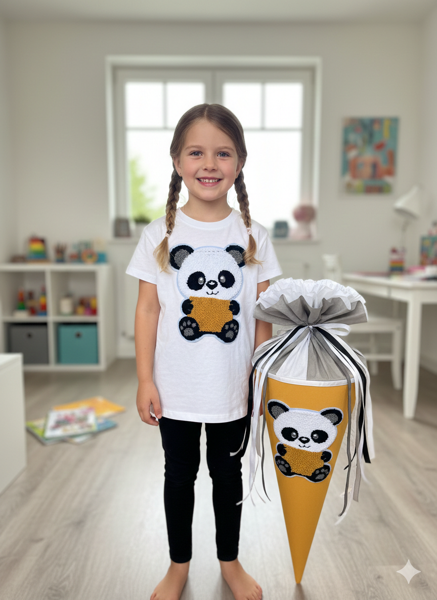 Punch Needle Aufnäher Panda – Hochwertiger Tufting Patch für Schultüten, Hoodies & DIY – Flauschige Applikation – 20 x 13 cm Tulipas Berlin