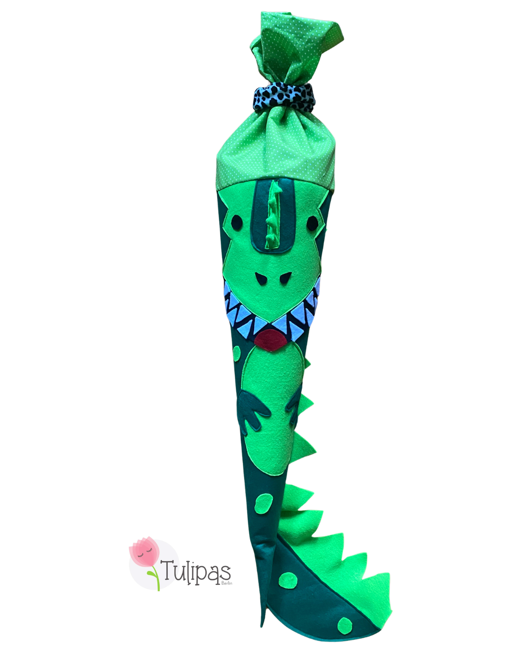 Dino-Schultüte „Drago" – Handgefertigt aus Filz & Baumwolle, 70 cm Tulipas Berlin