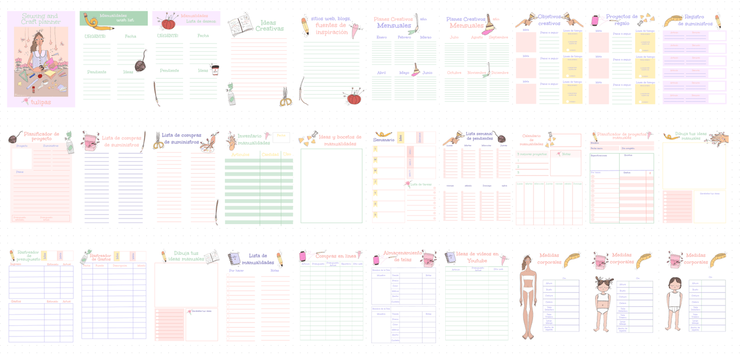 Cuaderno Planificador de costura proyectos y manualidades Tulipas Berlin