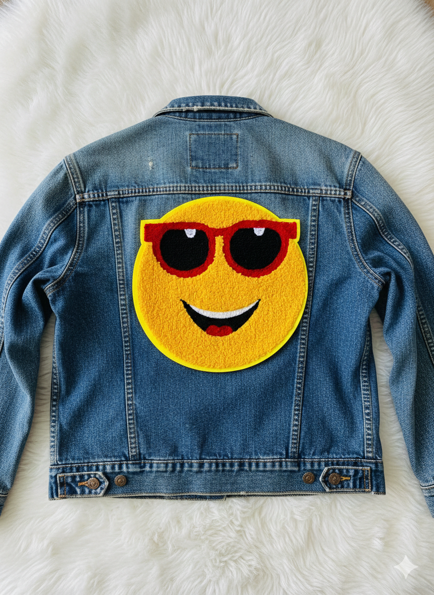 XL Punch Needle Aufnäher Emoji – Hochwertiger Tufting Patch für Schultüten, Hoodies & DIY – Flauschige Applikation Tulipas Berlin