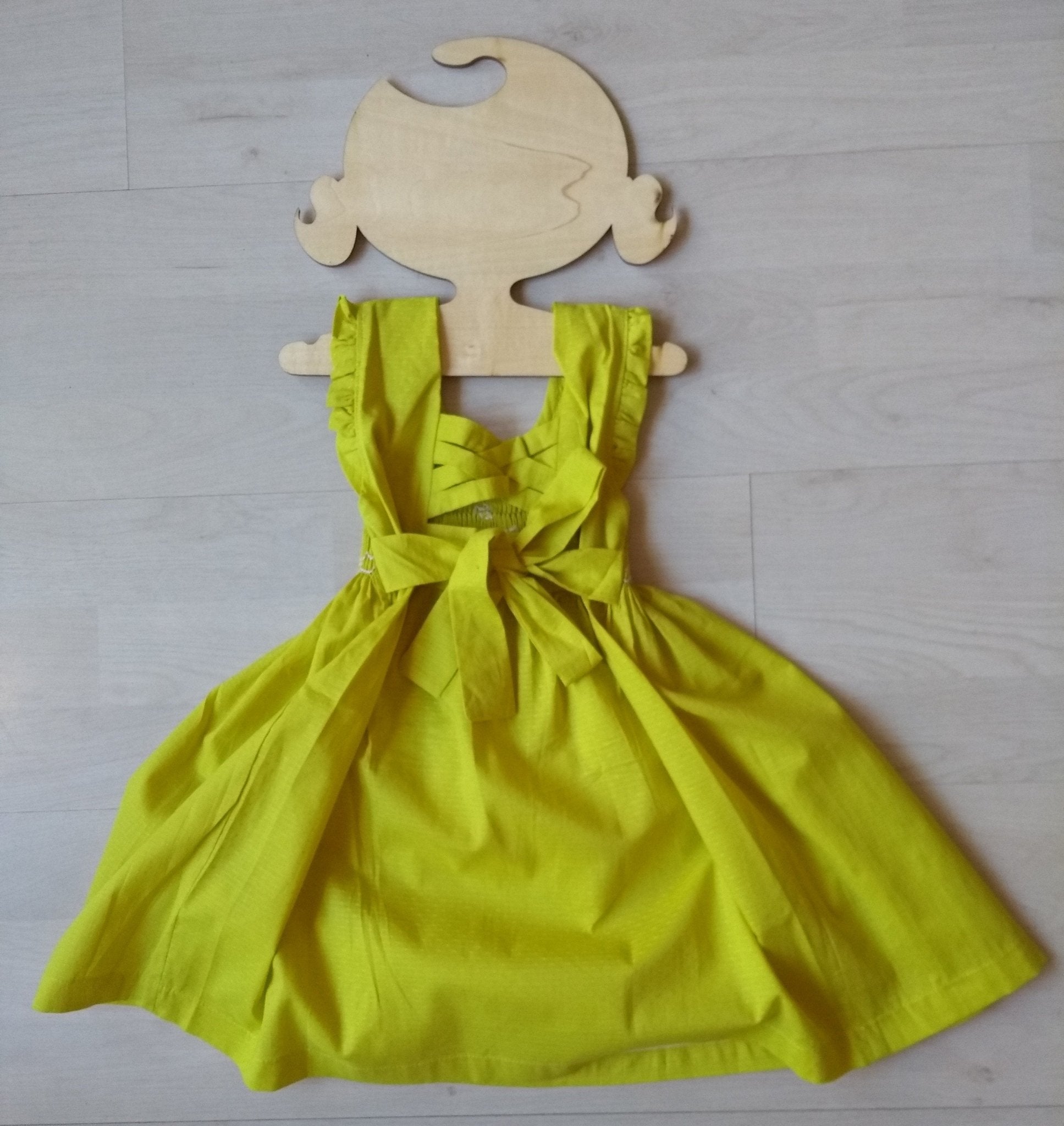 Mädchen Kleid Baumwolle lemon Grün Smok Tulipas Berlin