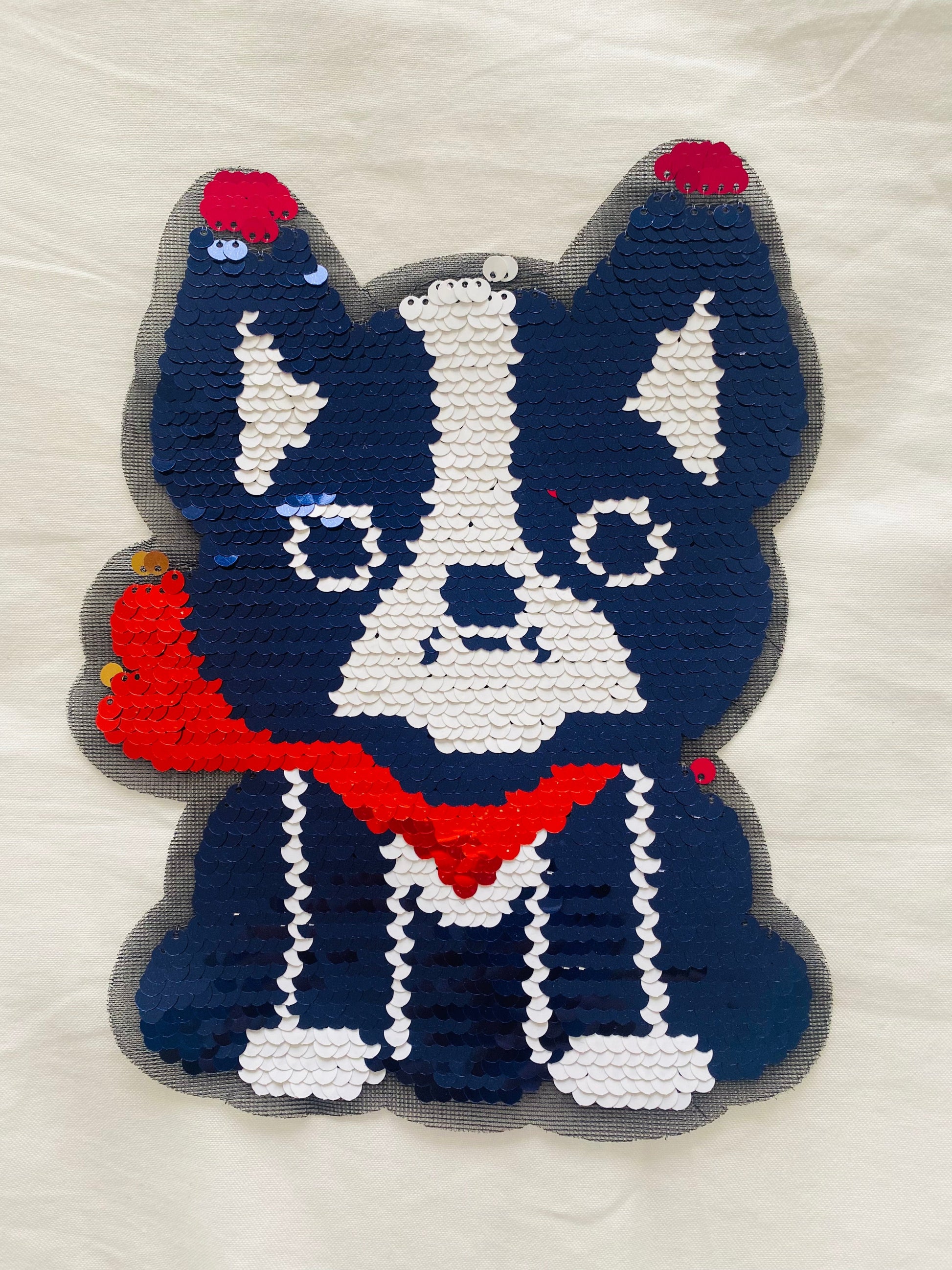 XL Pailletten Aufnäher Mops – Süßer Hund Patch in Pink & Weiß – Funkelnde Applikation für Jeansjacken, Schultüten und DIY – 22 x 20 cm Tulipas Berlin