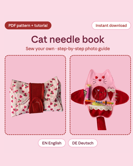 Katzen Nähetui Schnittmuster PDF – Anfänger-Anleitung Schritt für Schritt – DIY Nadelbuch & Reisenähset, sofort downloaden Tulipas Berlin