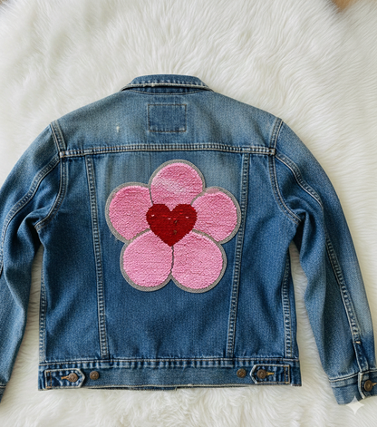 XL Pailletten Aufnäher Blume  – Funkelnder Patch für Schultüten, Jeansjacken & DIY – Glitzer Applikation Kawaii – 22 cm (Kopie) Tulipas Berlin