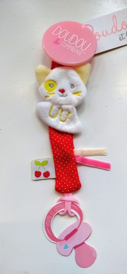 Schnullerkette Katze Rot doudou et compagnie