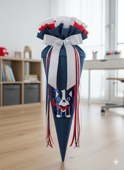 XL Pailletten Aufnäher Mops – Süßer Hund Patch in Pink & Weiß – Funkelnde Applikation für Jeansjacken, Schultüten und DIY – 22 x 20 cm Tulipas Berlin