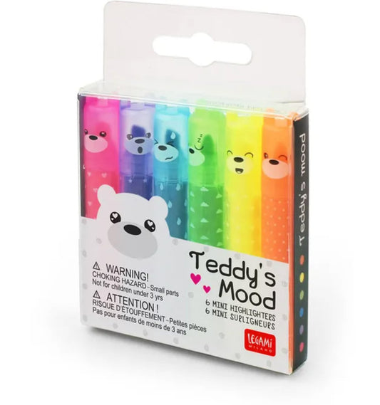 Textmarker Set mit 6 Mini-Textmarkern - Teddy‘s Mood Legami