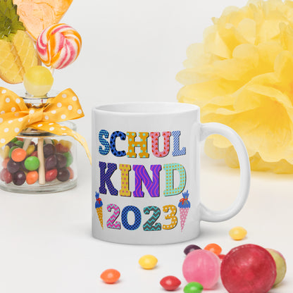 Schulkind 2023 Weiße, glänzende Tasse Tulipas Berlin