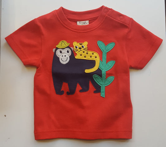 t-shirt kurzarm mit gorilla und tiger Applikation Frugi